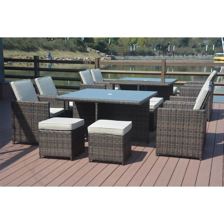 Latitude Run Kestner Square 16 Person 49.21 Long Dining Set